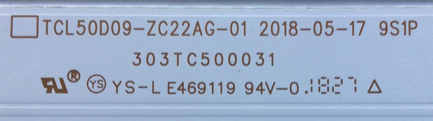 KIT DE LED'S PARA TV HITACHI (4 PIEZAS) / NUMERO DE PARTE TCL50D09-ZC22AG-01 / 303TC500031 / E469119 / 4C-LB500T-ZC1 / TC500M01 / 2300000732-1 / PANEL LVU500CMDX E0004 / MODELO 50R81 - Imagen 3